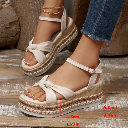 Women's buckle wedge platform sandals