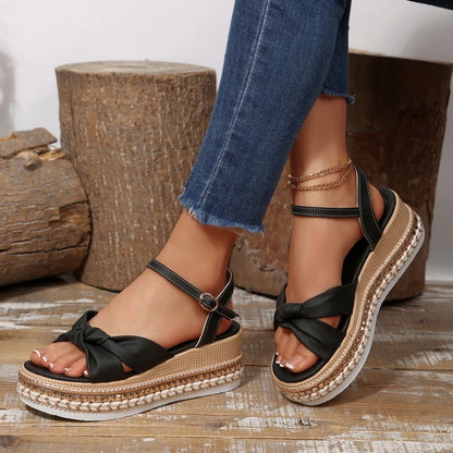 Women's buckle wedge platform sandals
