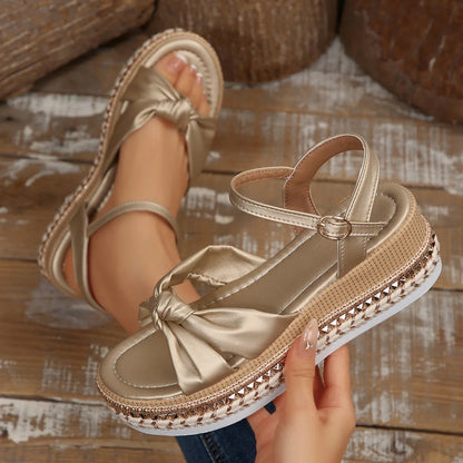 Women's buckle wedge platform sandals