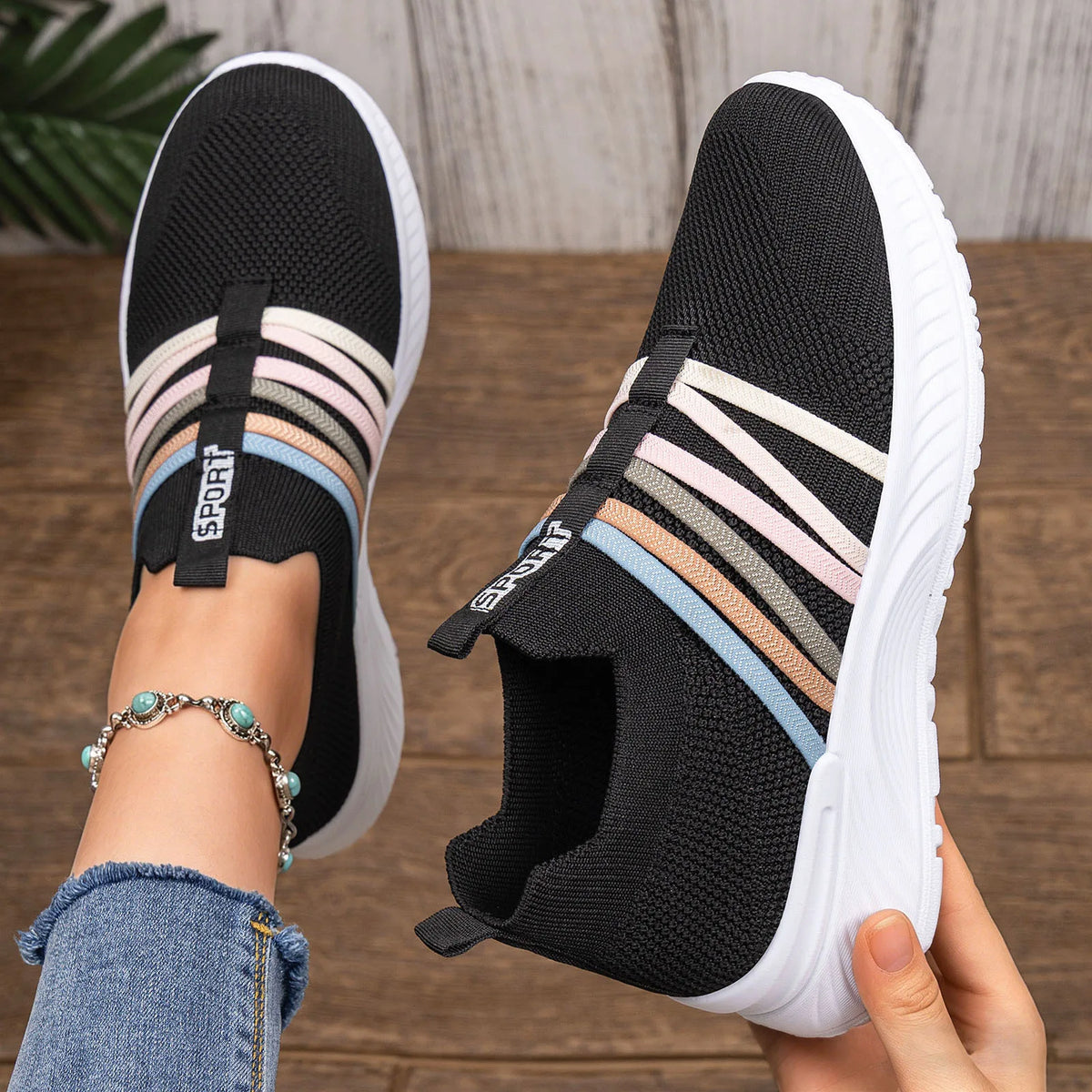 Women's lightweight, breathable, soft-soled slip-on sneakers