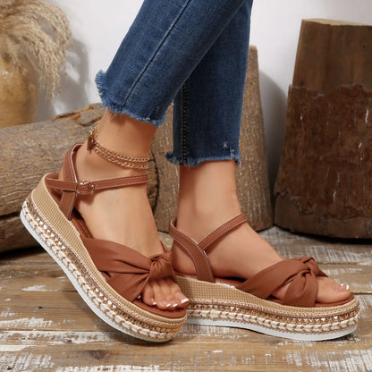 Women's buckle wedge platform sandals
