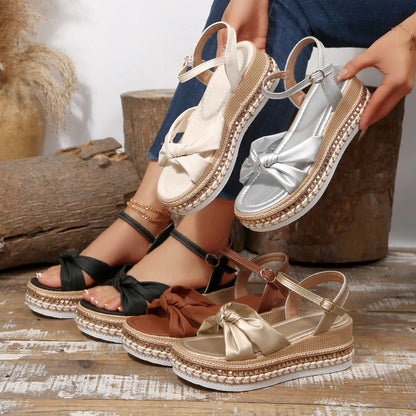 Women's buckle wedge platform sandals