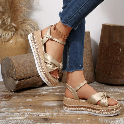 Women's buckle wedge platform sandals
