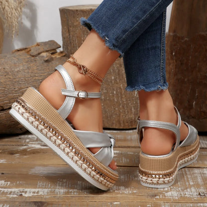 Women's buckle wedge platform sandals
