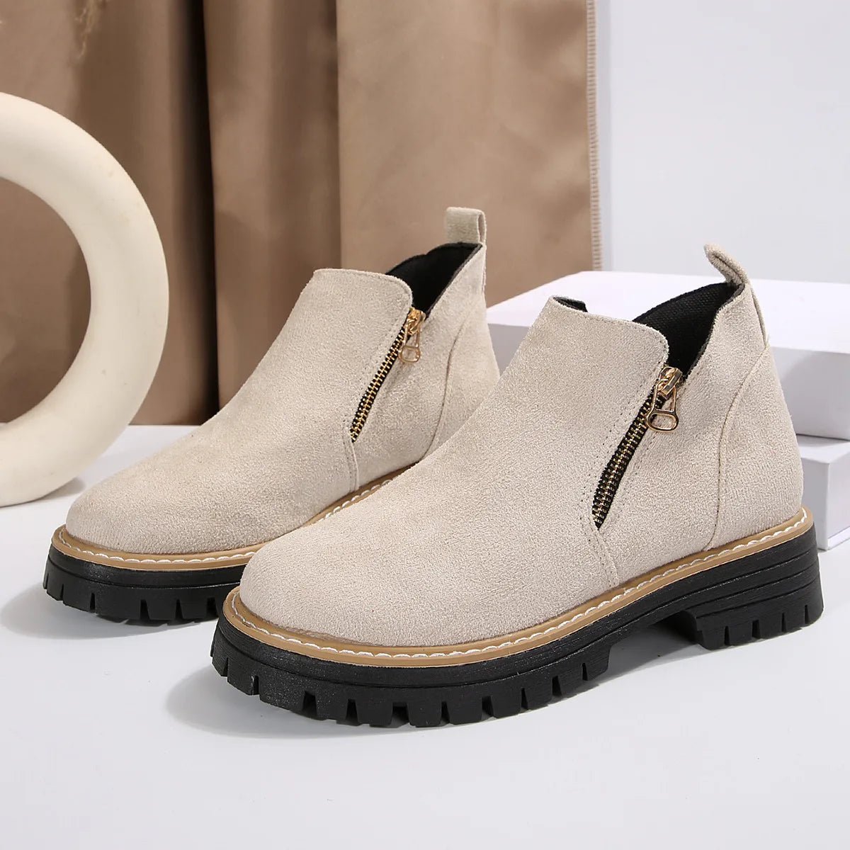 Women's Fashionable Solid Color Orthopedic Ankle Boots
