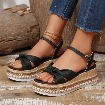 Women's buckle wedge platform sandals