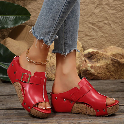 New women's Velcro studded sandals